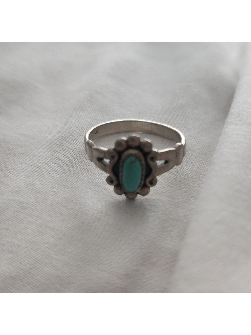 Vtg Bell Trading Post Navajo Sterling Silver 0.35 Ct Natural Blue Candelaria